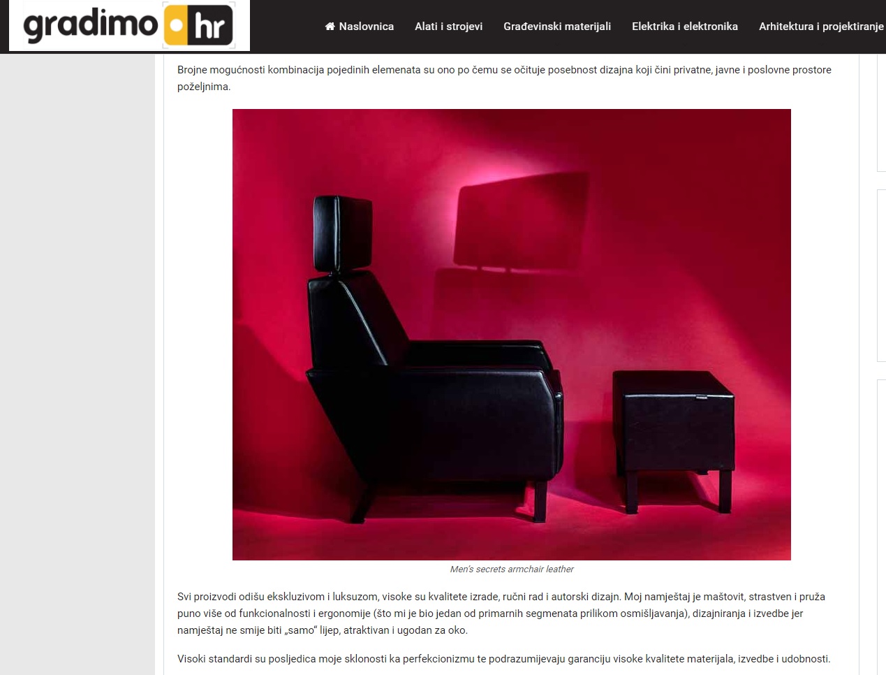 Članak o Igoru Prodanoviću i Sexyinterijerima na Gradimo.hr portalu za interijere i graditeljstvo
