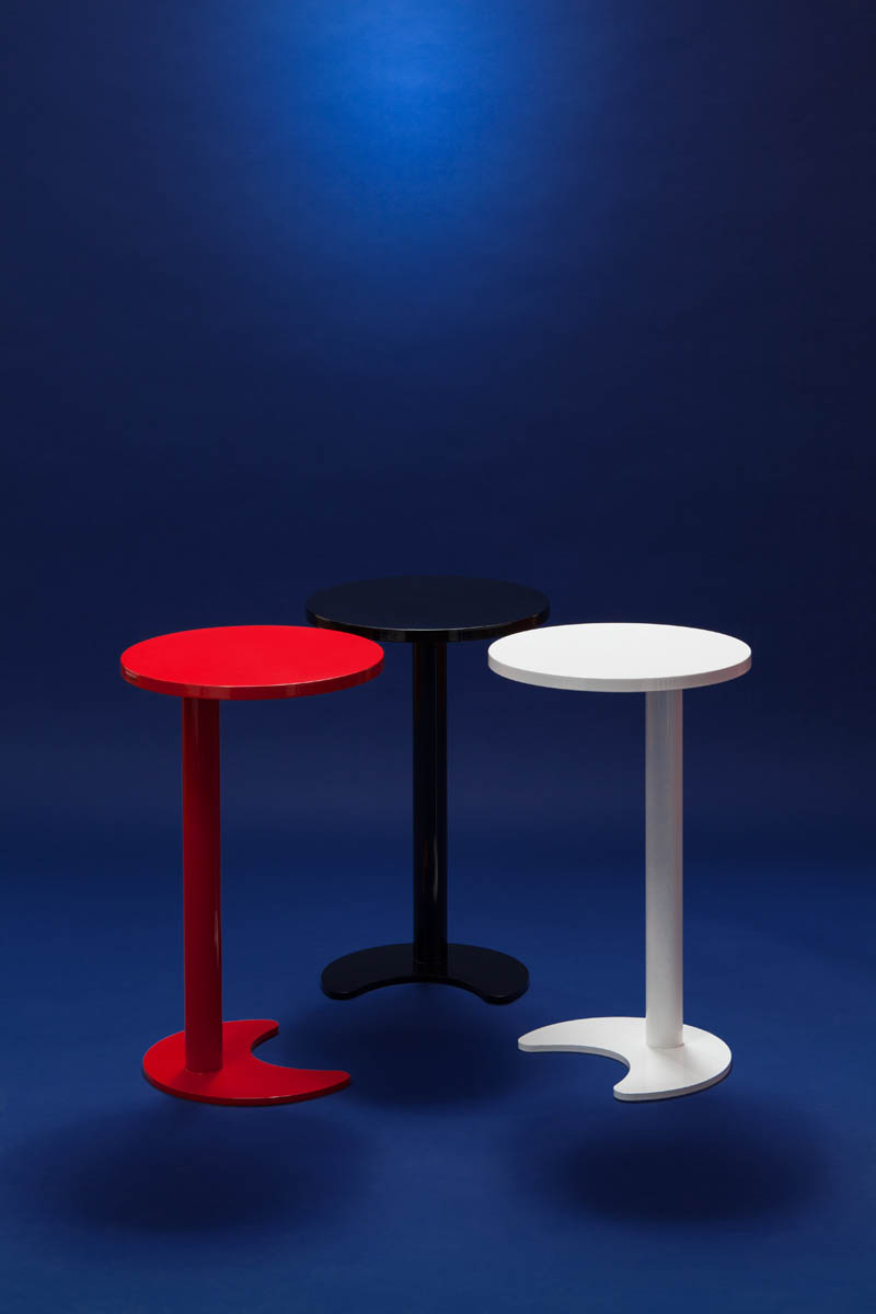 Moon Side Table black red white round table
