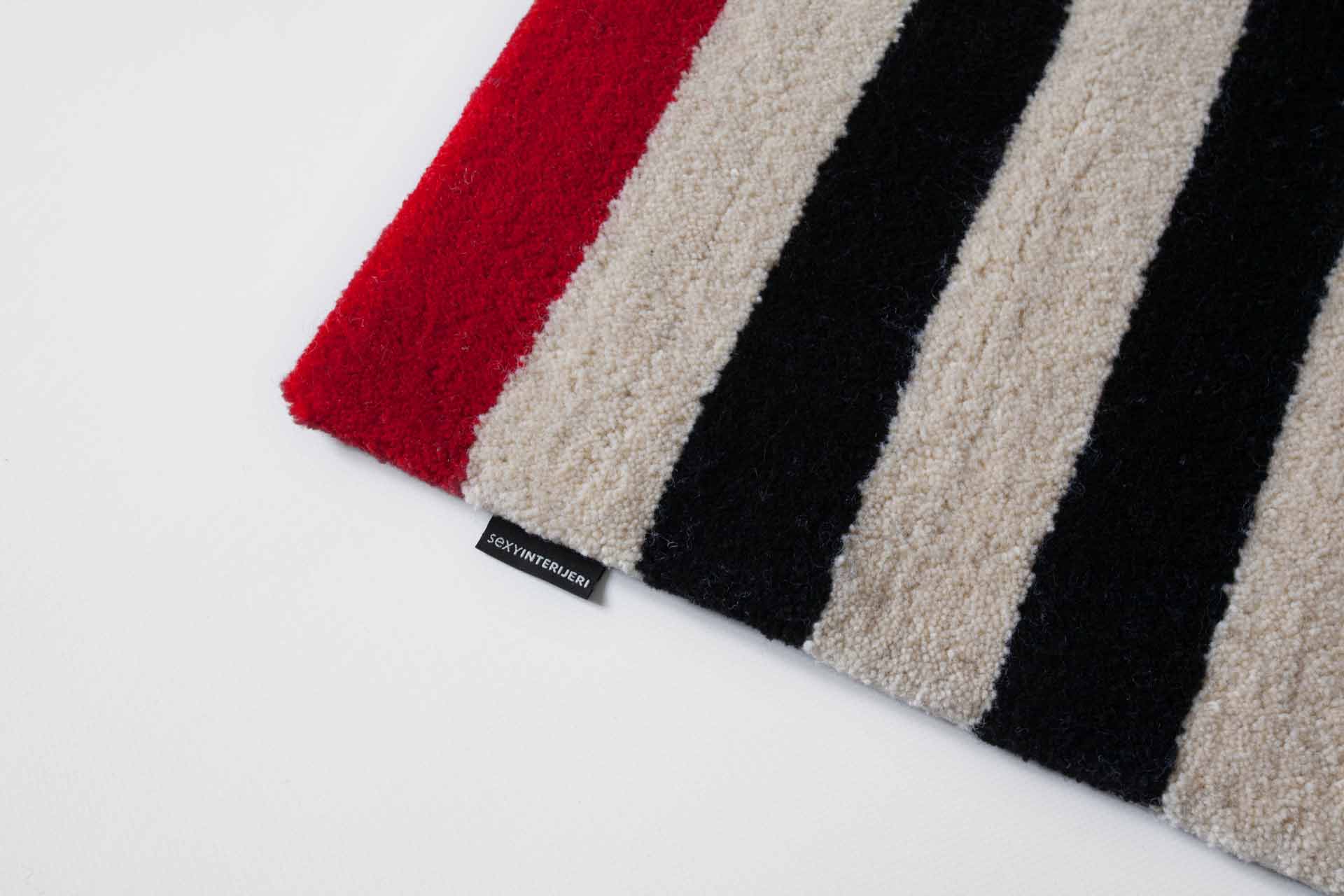 Read Between the Lines black white red stripes carpet